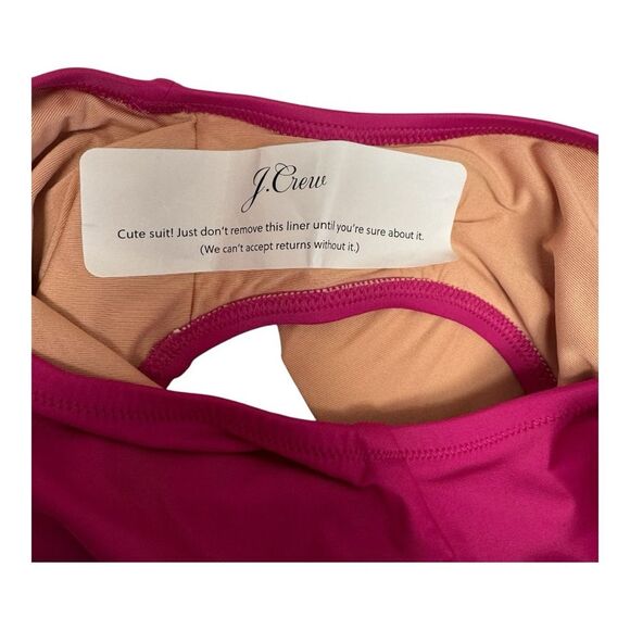 NWT J. Crew Radiant Fushia Roushed V Neck One Piece Bathing Suit Size 6 - Picture 6 of 9